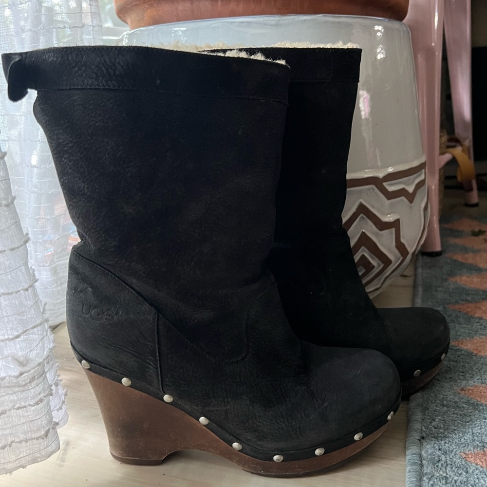 UGG Black Wedge Boots